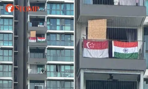 Indian flag displayed next to S'pore flag at Sengkang condo