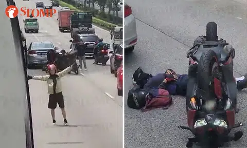 Motorcyclist taken to hospital after accident with car on PIE, woman ...