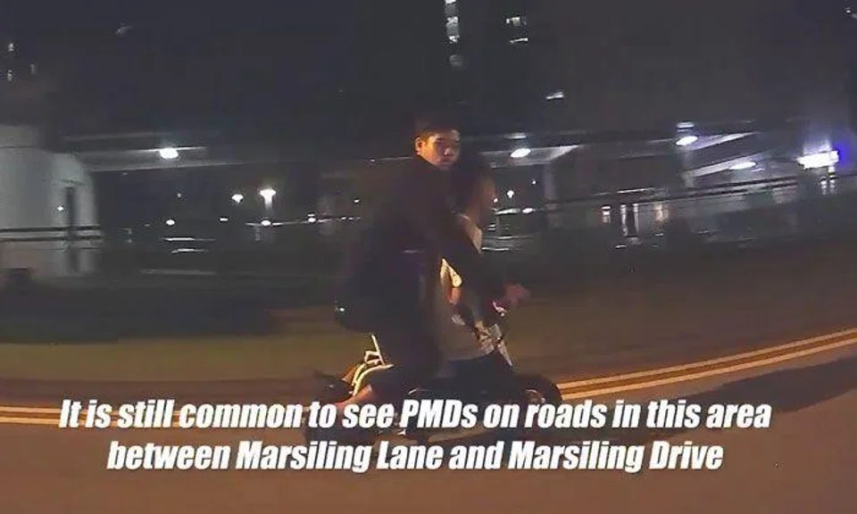 PMD user caught flouting rules despite getting shouted at by road user along Marsiling Drive