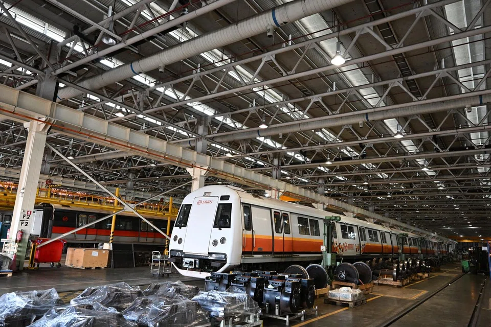 Parts of the train - such as the bogies, brakes, couplers and traction motors, which propel the train forward - are then removed.