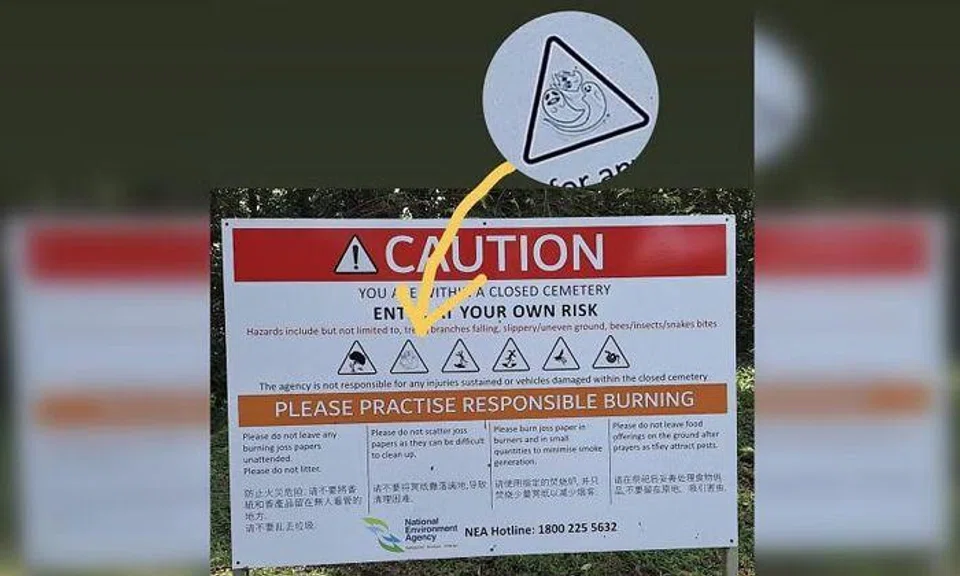 Beware of ghosts at cemetery? NEA says warning signs have been tampered with