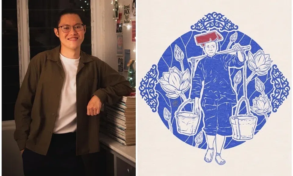 Mr Pow Jun Yang’s exhibition includes his blue and white series of iconic scenes and places in Singapore. 