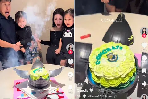 Singapore family goes viral with grenade-shaped cake reveal for daughter's primary school