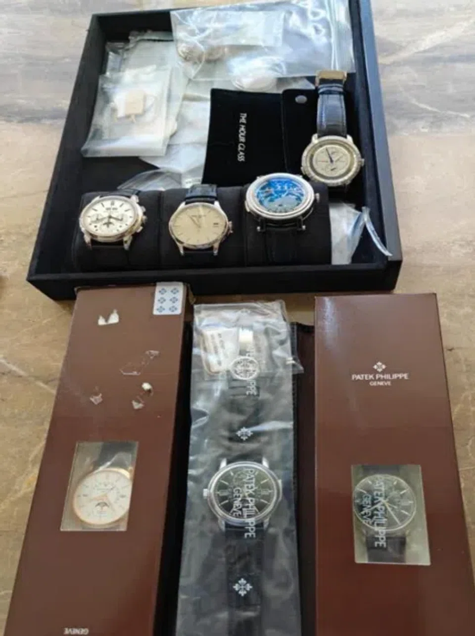 Watches seized by the police in Singapore. PHOTO: SINGAPORE POLICE FORCE