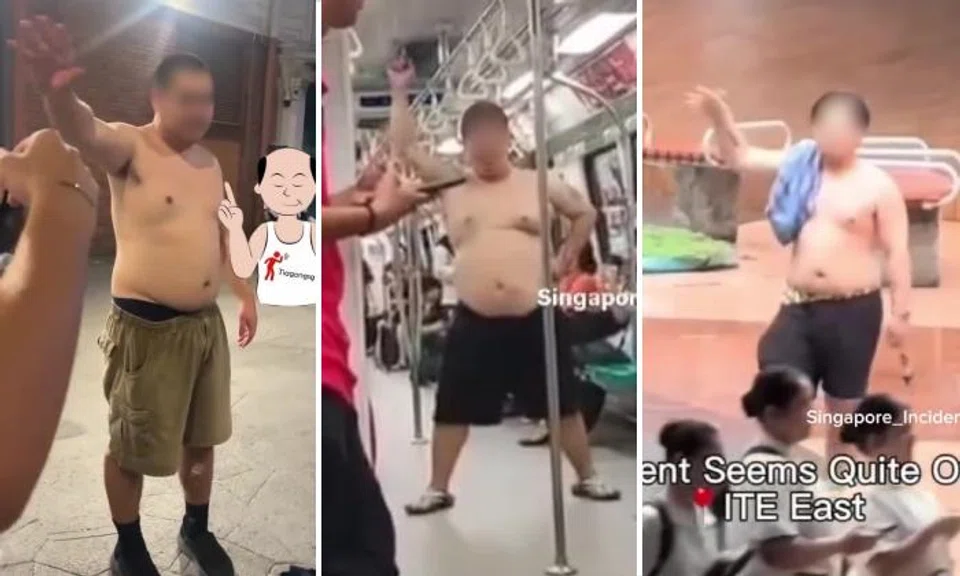 Shirtless chubby guys making a scene