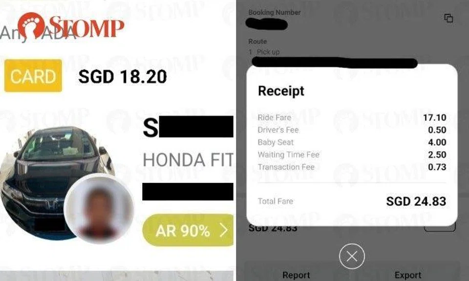 Tada user says driver went to wrong pickup point, then charged her waiting fee and for baby seat