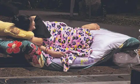 homeless vietnam woman at bishan ang mo kio park