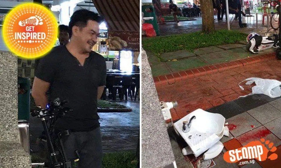 Is this the same e-scooter hero? Guy rushes to helps cleaner who was bleeding heavily at Changi Village Hawker Centre