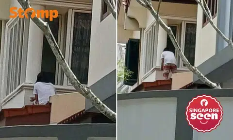 Helper does painting work outside second-storey window of Toh Tuck landed home: MOM investigating