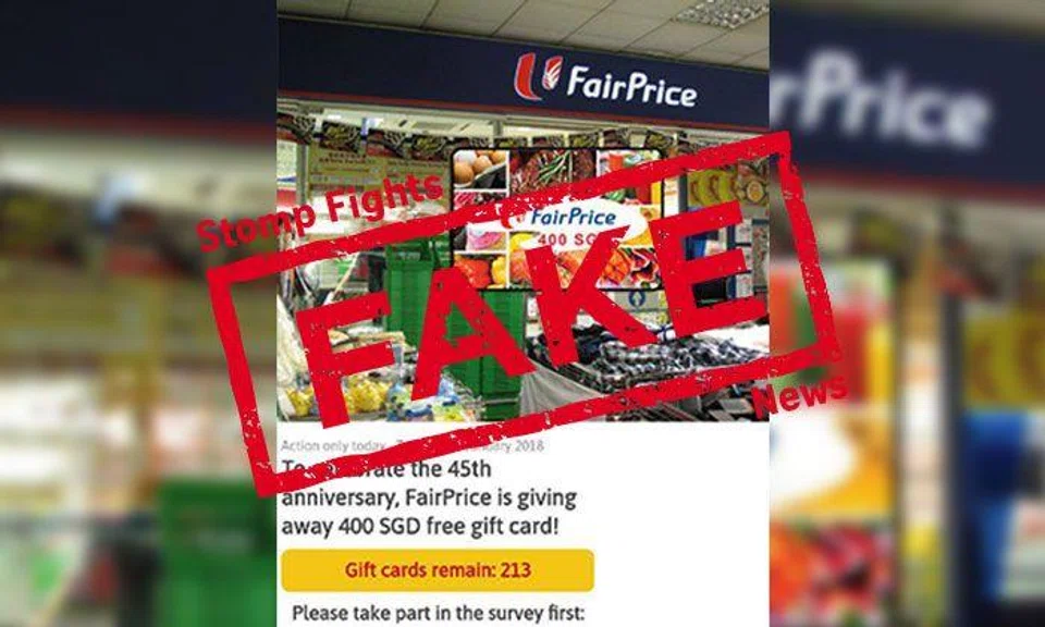 Received a link to survey claiming to offer $400 NTUC FairPrice gift card? It's fake