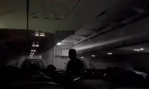 A video of the incident posted by Singapore Incidents at first shows passengers seated in the dark cabin with most of the lights off.