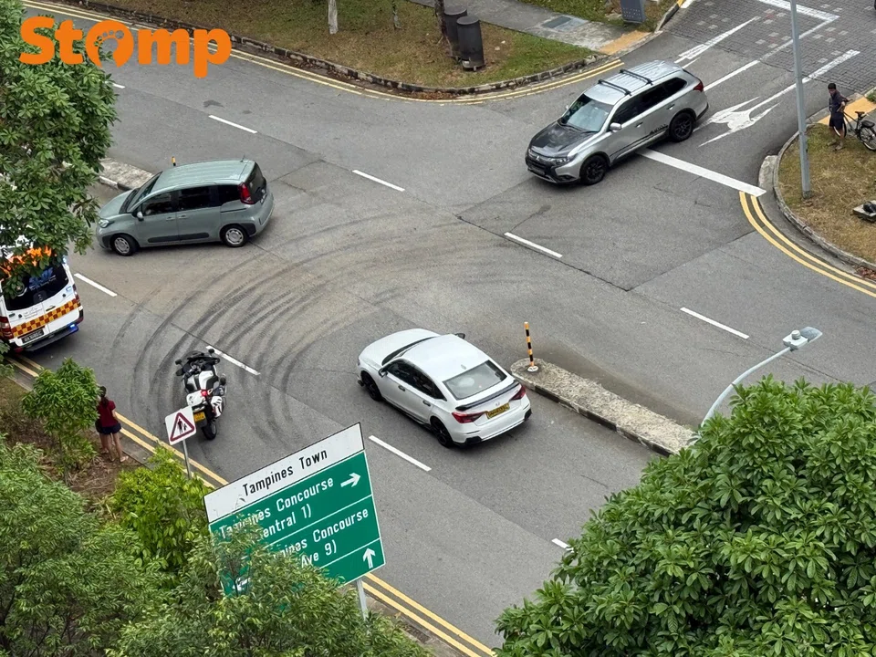 Accident involving a car and a motorcycle along Tampines Central 7