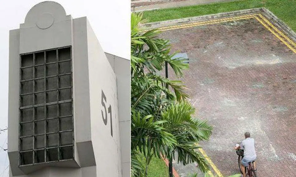 Wall segment falls off roof of HDB block in Circuit Road