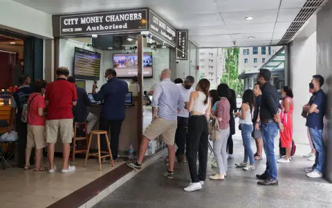 Singapore's banking hub has a corner where cash is still king