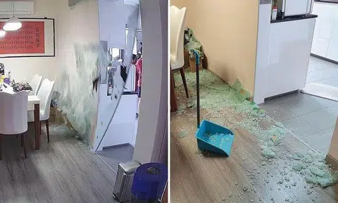 Close shave for Punggol family as glass door shatters suddenly