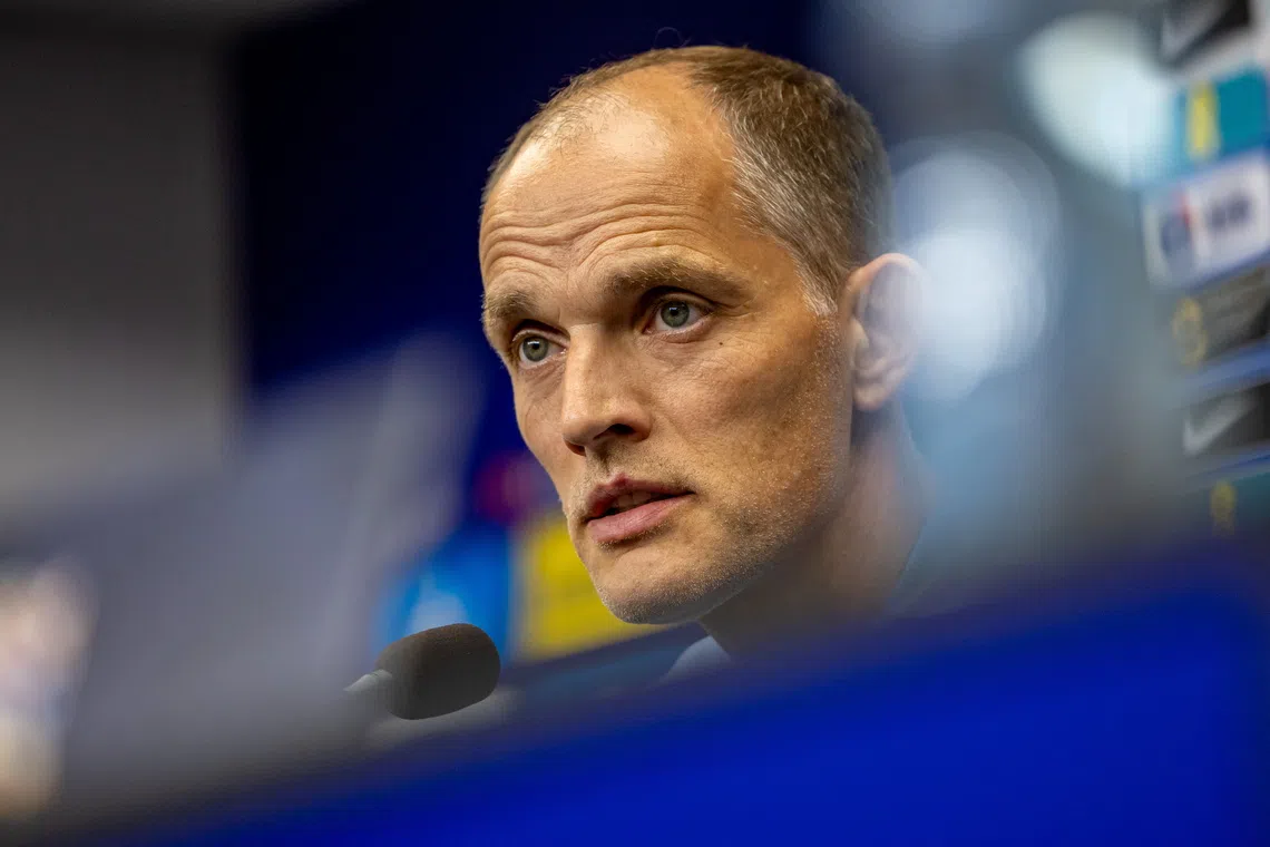 epa13269212 England manager Thomas Tuchel talks to journalists at a press conference in Prague, Czechia, 28 September 2026. England will face Czechia in UEFA Nations League match on 29 September.  EPA/MARTIN DIVISEK