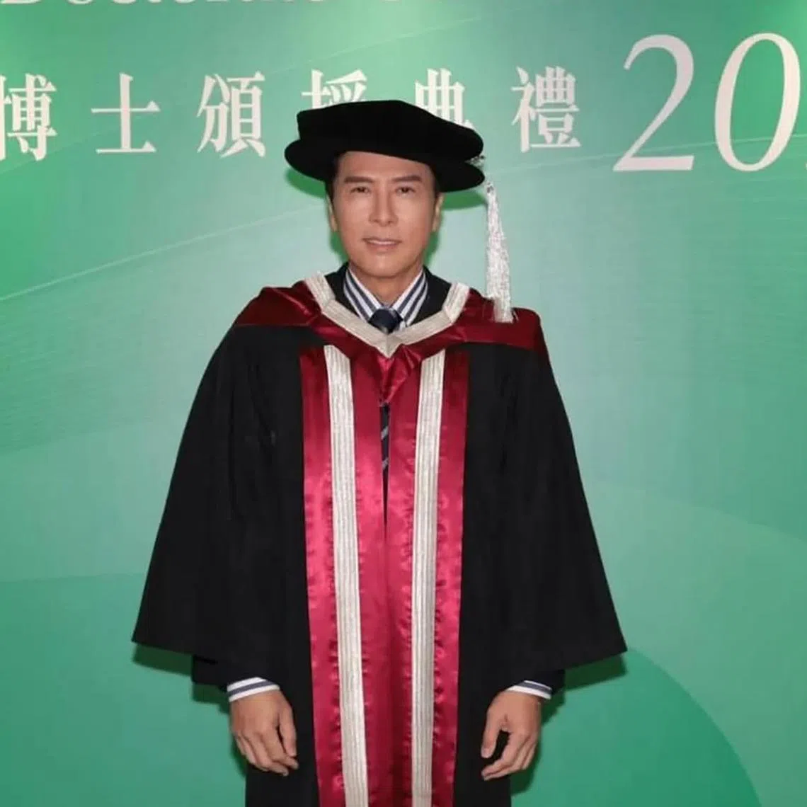 Donnie Yen was conferred an honorary doctorate by Hong Kong's Lingnan University on Jan 26.