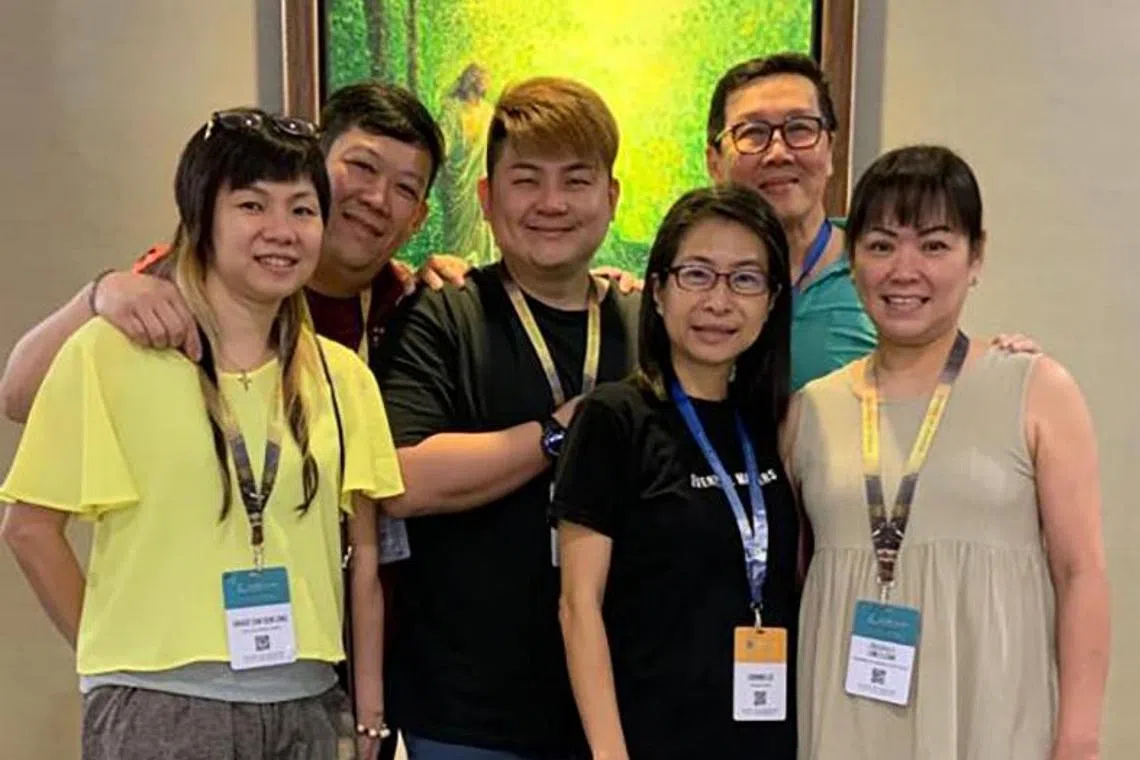 Mr Daniel Yong (third from left) with PFS volunteers in bible school in August 2023.