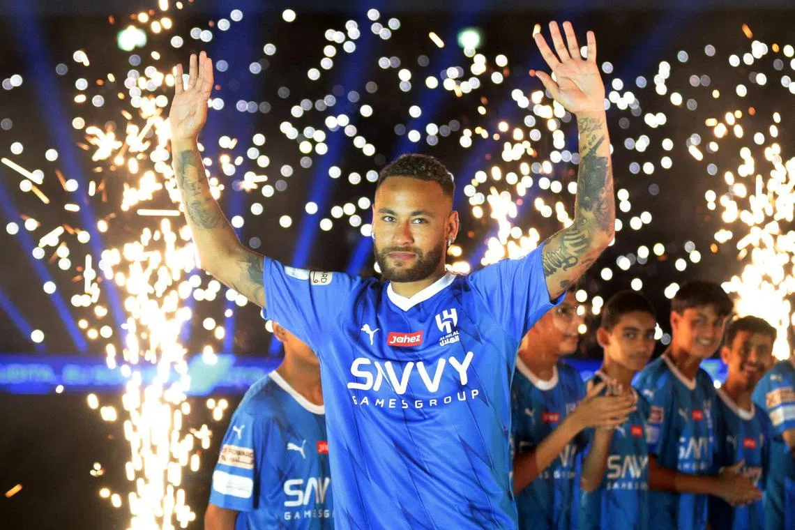 This window's biggest transfer move came from the most successful club in Saudi Arabia, Al-Hilal, who spent €90 million (S$131 million) to bring in Brazil star Neymar from Paris Saint-Germain. 