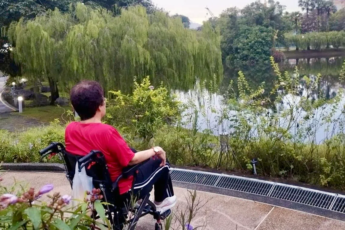 fjanthea - The writer's mother, on a wheelchair, has learnt to meditate and this has helped her overcome anxiety and left her feeling light and grateful. CREDIT: ANTHEA ONG