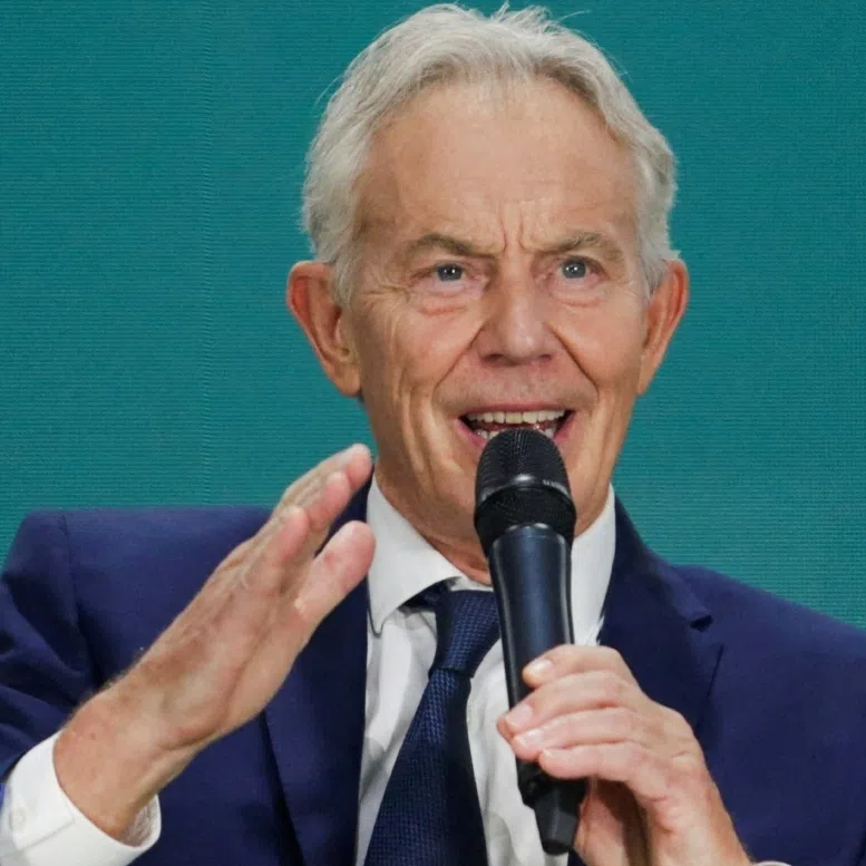 Former British prime minister Tony Blair (left) and JPMorgan Chase chief Jamie Dimon said Europe needed to integrate further to prioritise defence and economic growth.