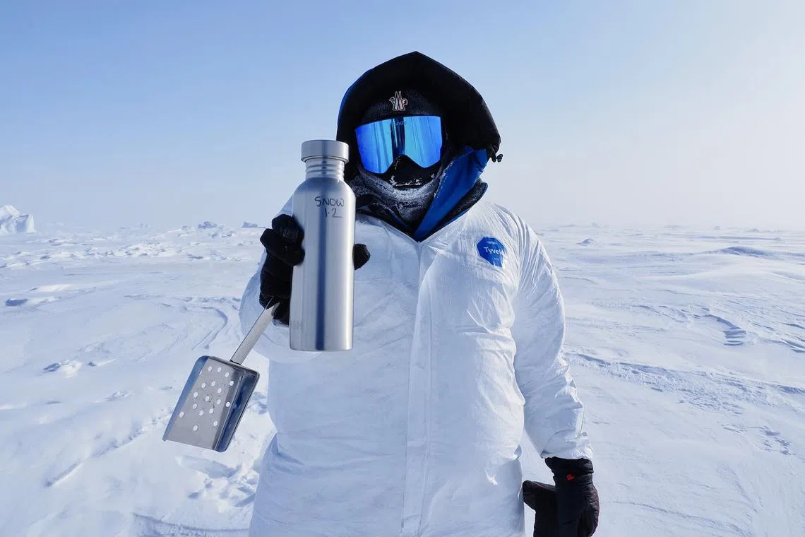 The BIG team collects crucial sea ice data such as snow sample