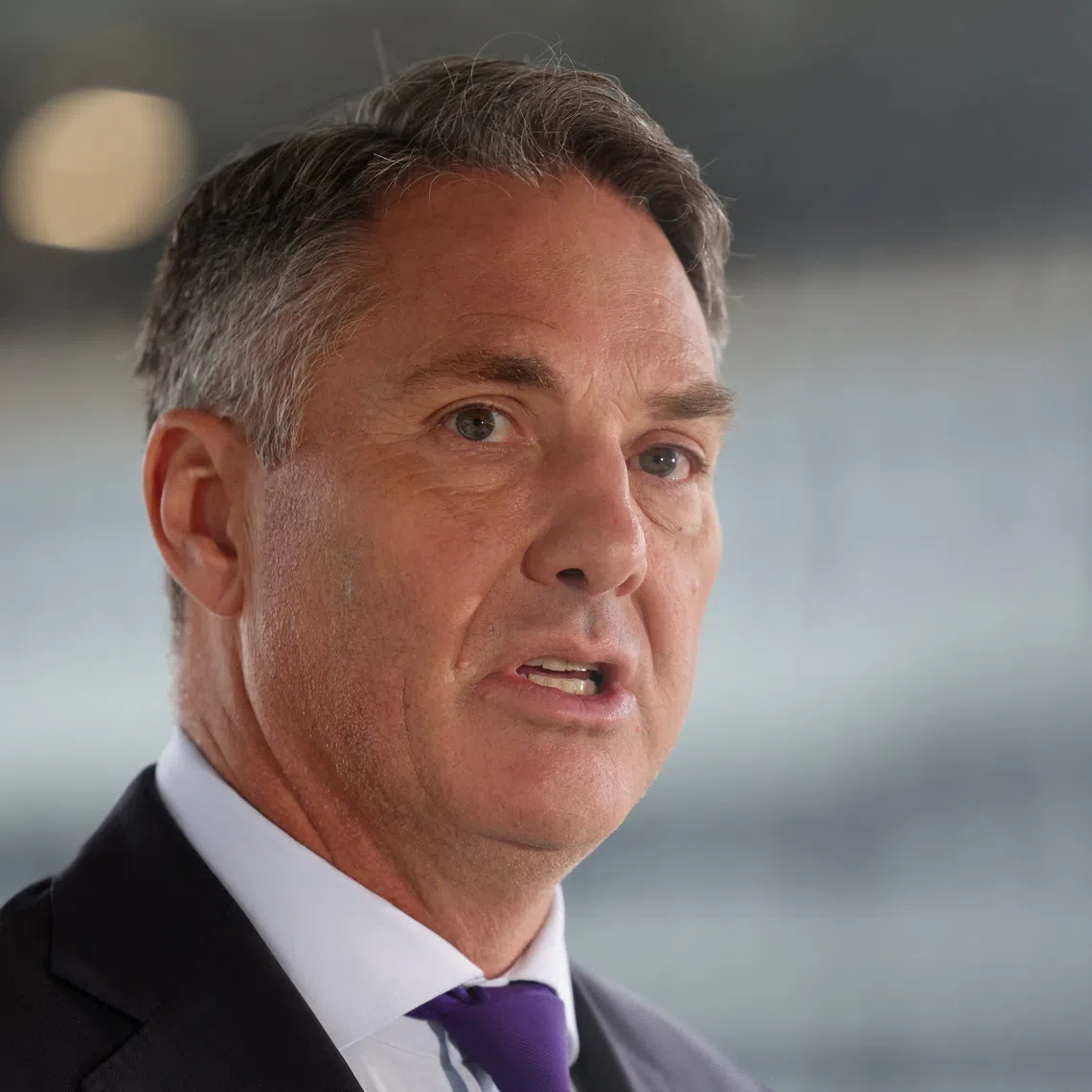 Richard Marles, Australian Deputy Prime Minister and Minister for Defence, speaks during an announcement at the Royal Australian Navy base HMAS Kuttabul, in Sydney, Australia, September 10, 2025. REUTERS/Hollie Adams