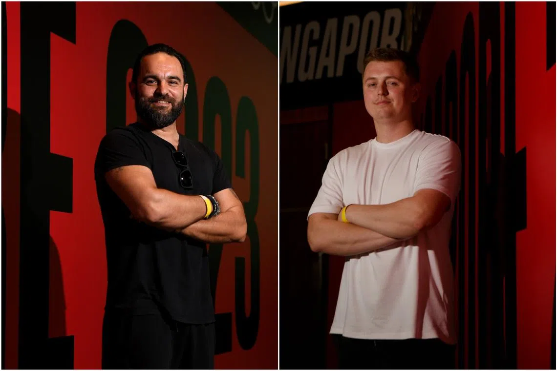 Greek e-sailor Ioannis Kokonias (left) and English e-tennis player William Foster