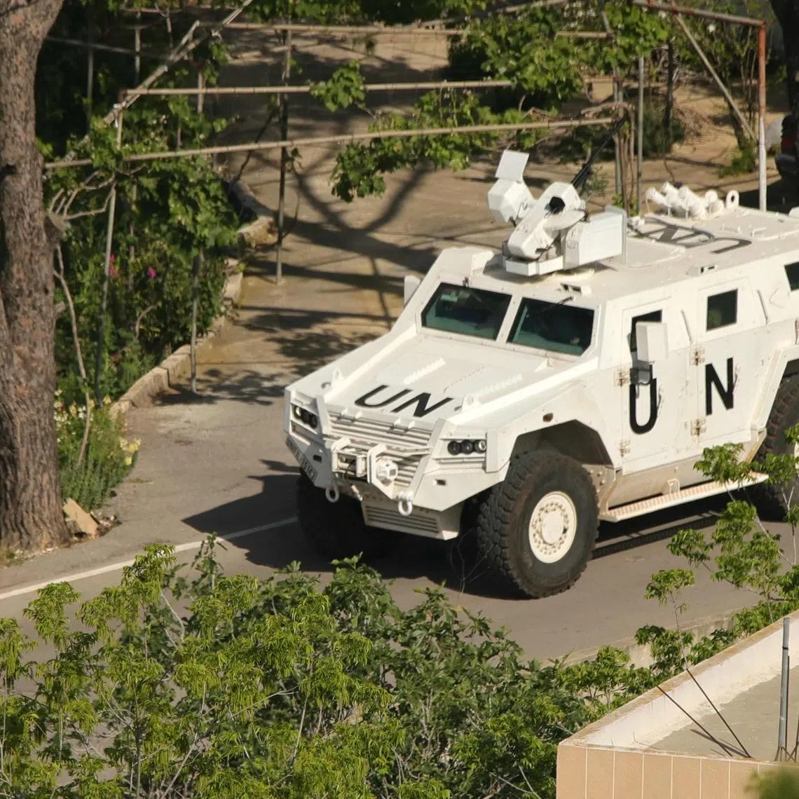A UNIFIL vehicle patrolling the southern Lebanese border area of Marjayoun on May 11.