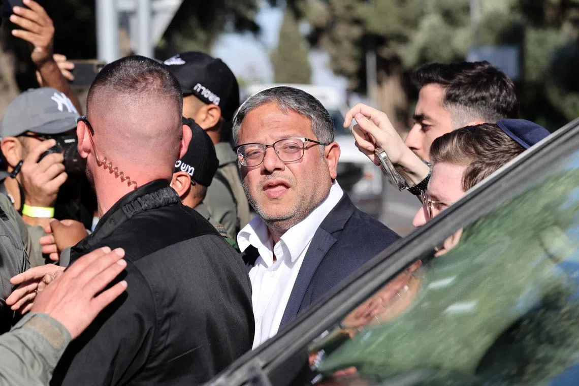 Israeli National Security Minister Itamar Ben-Gvir (centre) said his party would “dissolve the government” if the ceasefire deal went through and slammed the proposal as “a victory for terrorism".