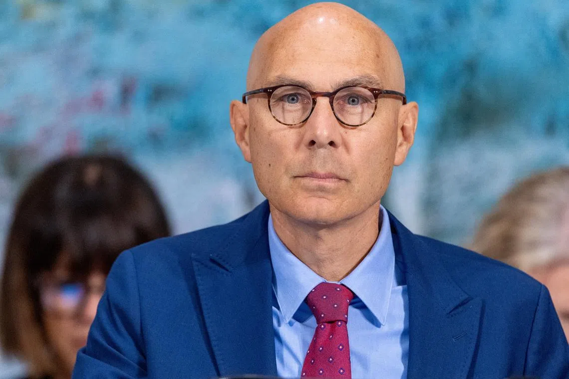 Volker Turk, United Nations High Commissioner for Human Rights, attends the Human Rights Council at the UN European headquarters in Geneva, Switzerland, September 8, 2025. REUTERS/Denis Balibouse