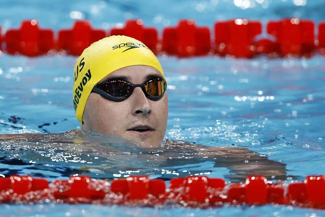 Paris 2024 Olympics - Swimming - Men's 50m Freestyle - Heats - Paris La Defense Arena, Nanterre, France - August 01, 2024. Cameron McEvoy of Australia after winning the race. REUTERS/Clodagh Kilcoyne
