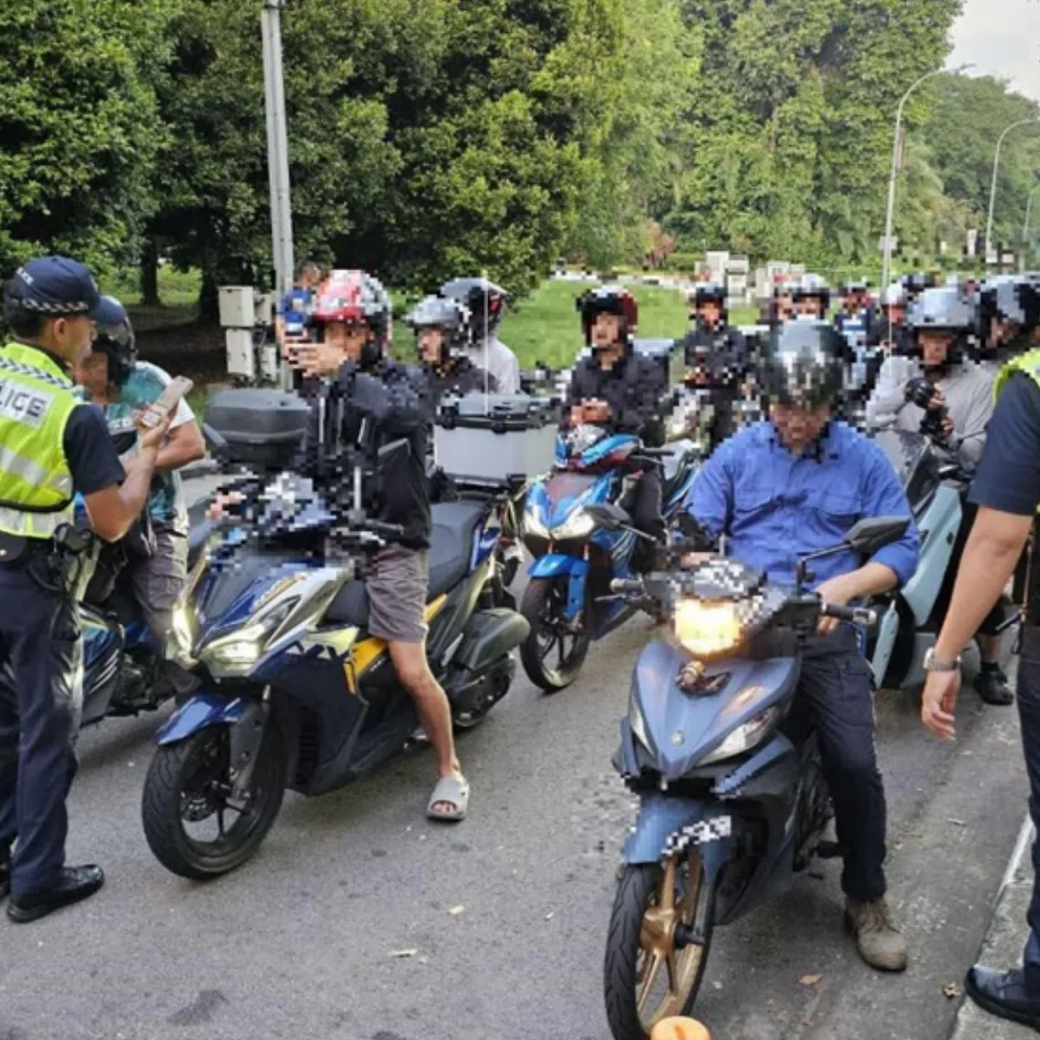 More than 300 motorcyclists were stopped for checks during a joint enforcement operation involving the Traffic Police, National Environment Agency and Land Transport Authority on July 15.