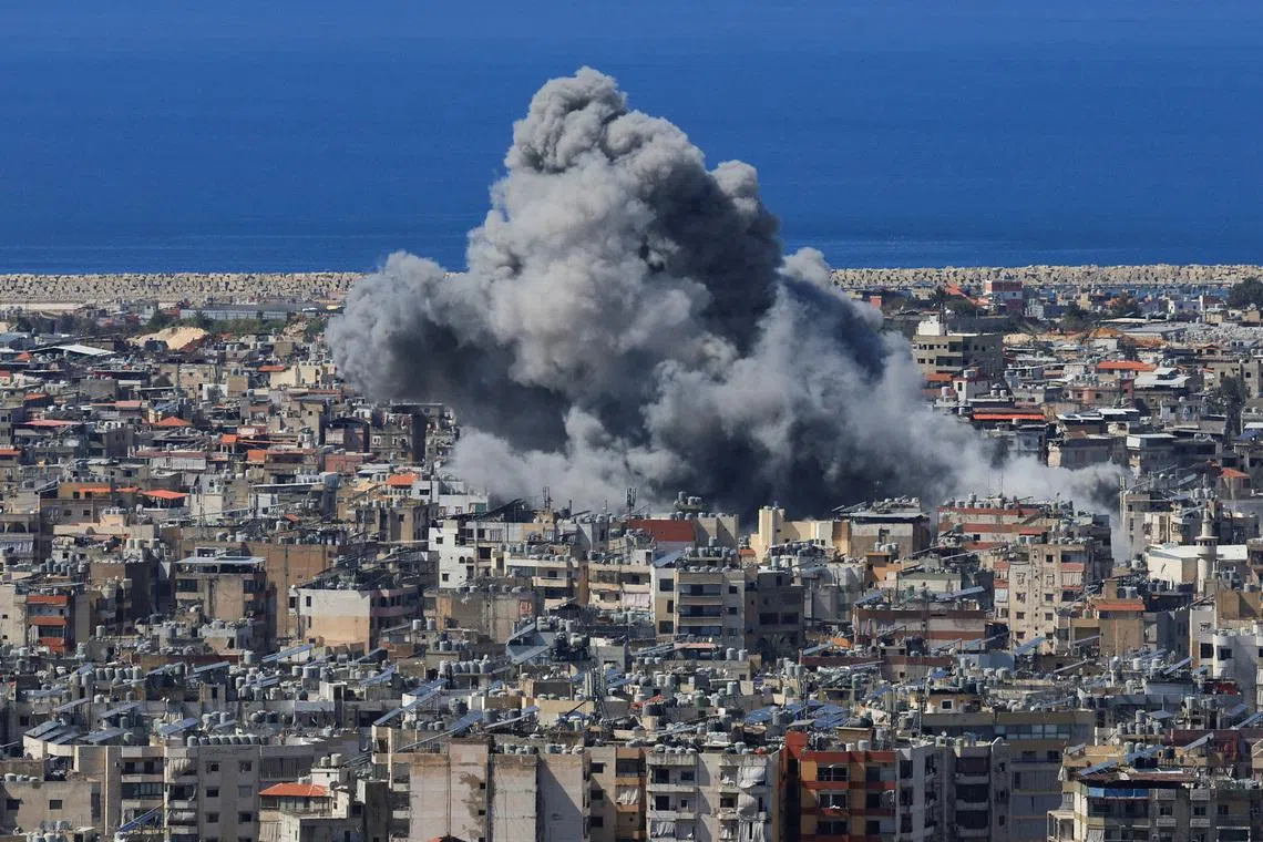 Smoke billows after an Israeli strike on Beirut's southern suburbs, following an escalation between Hezbollah and Israel amid the U.S.-Israeli conflict with Iran, Lebanon, March 9, 2026. REUTERS/Mohamed Azakir