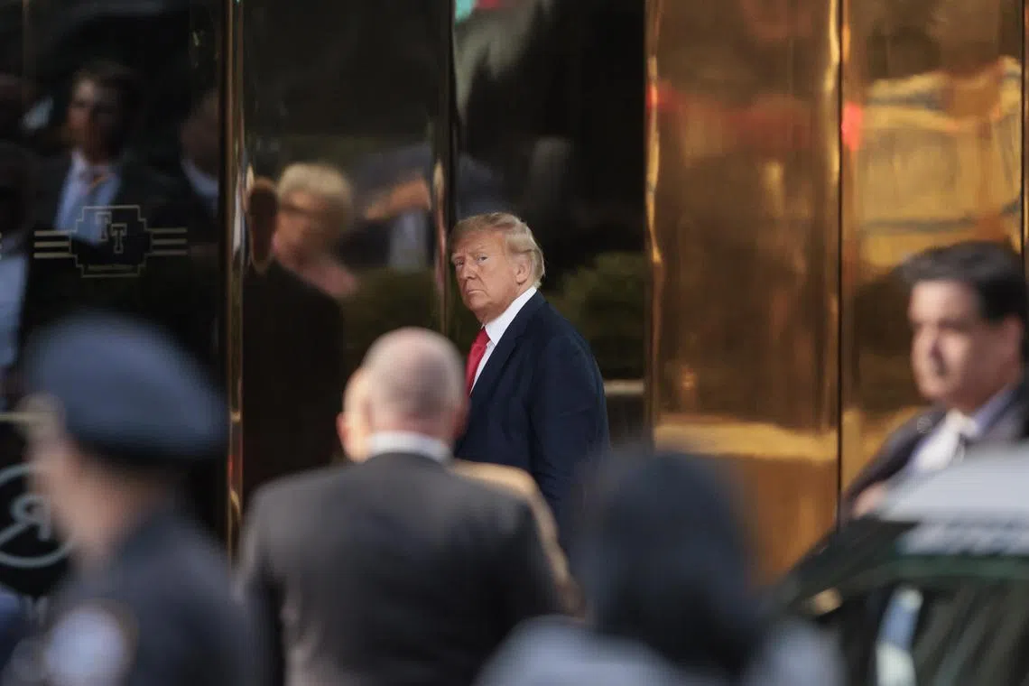 Former US president Donald Trump arrives at Trump Tower in New York on April 3.
