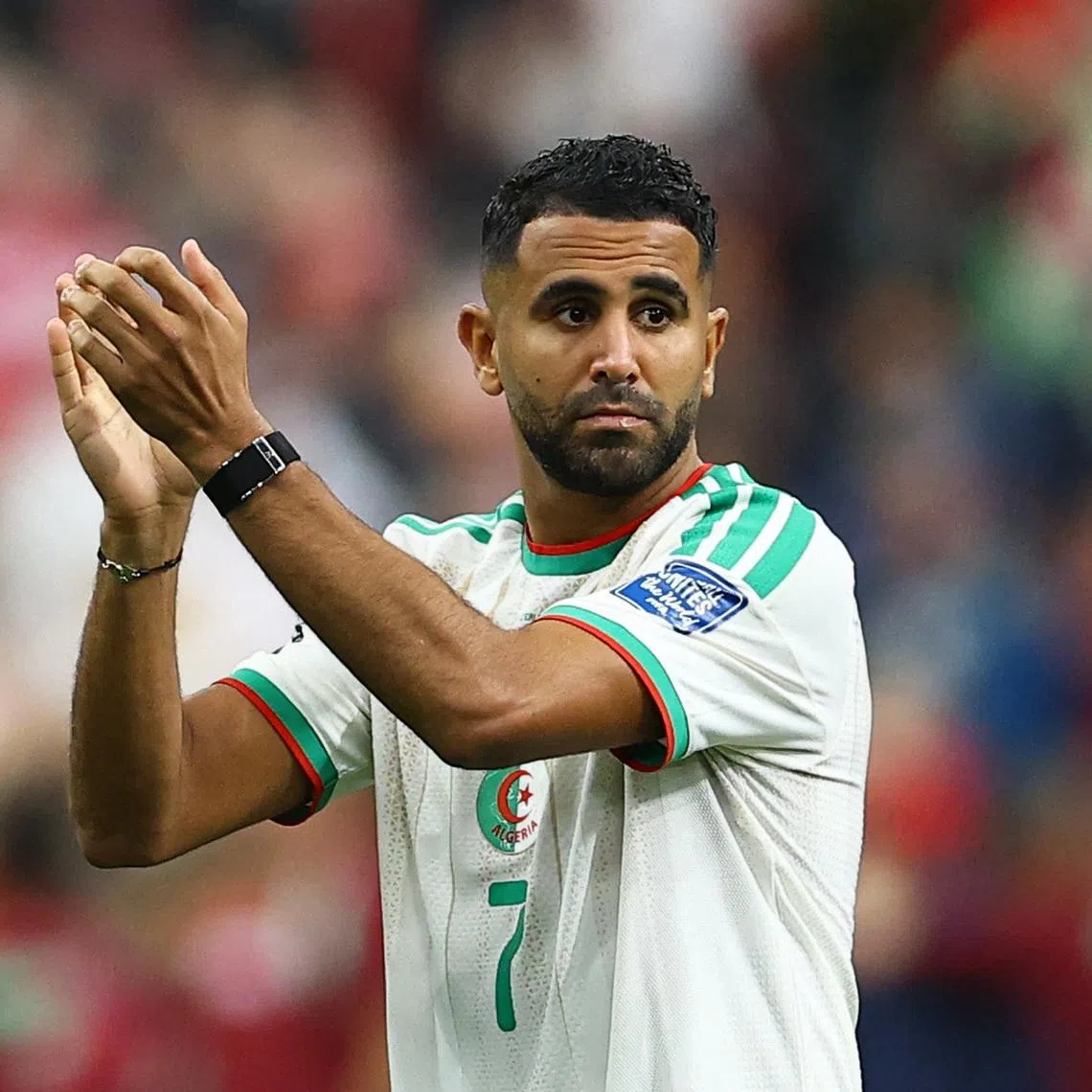 Soccer Football - FIFA World Cup 2026 - Round of 32 - Switzerland v Algeria - BC Place, Vancouver, Canada - July 2, 2026 Algeria's Riyad Mahrez applauds fans after the match following their elimination from the World Cup REUTERS/Agustin Marcarian
