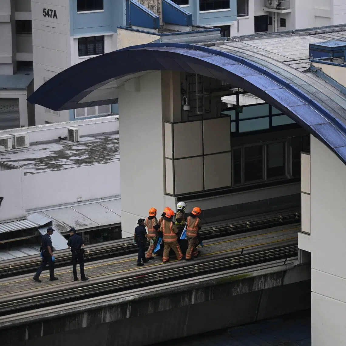 At about 9am, the entrance of Segar station was cordoned off by the police. A body was removed from the track by Singapore Civil Defence Force officers.