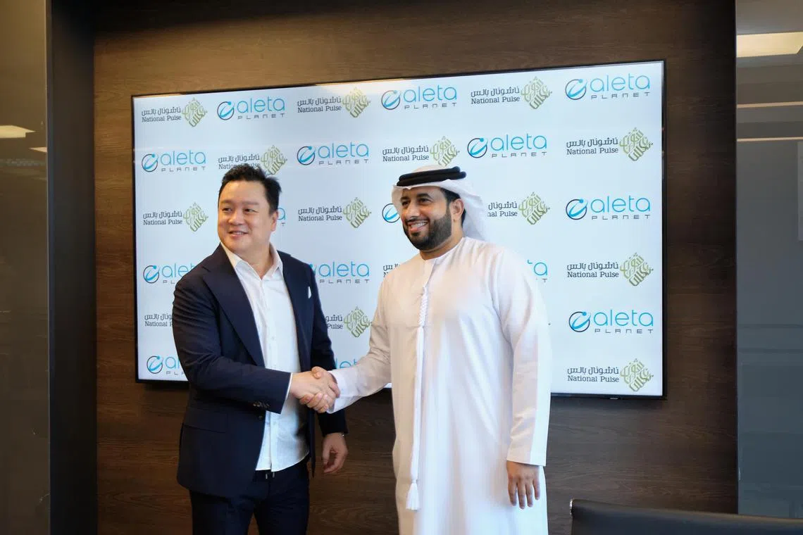 tgaleta01 - Aleta Planet founder and group chairman Ryan Gwee (left) and His Excellency Mohammad Bin Markhan Al Ketbi, founder and group chairman of National Pulse. 


Credit: Aleta Planet