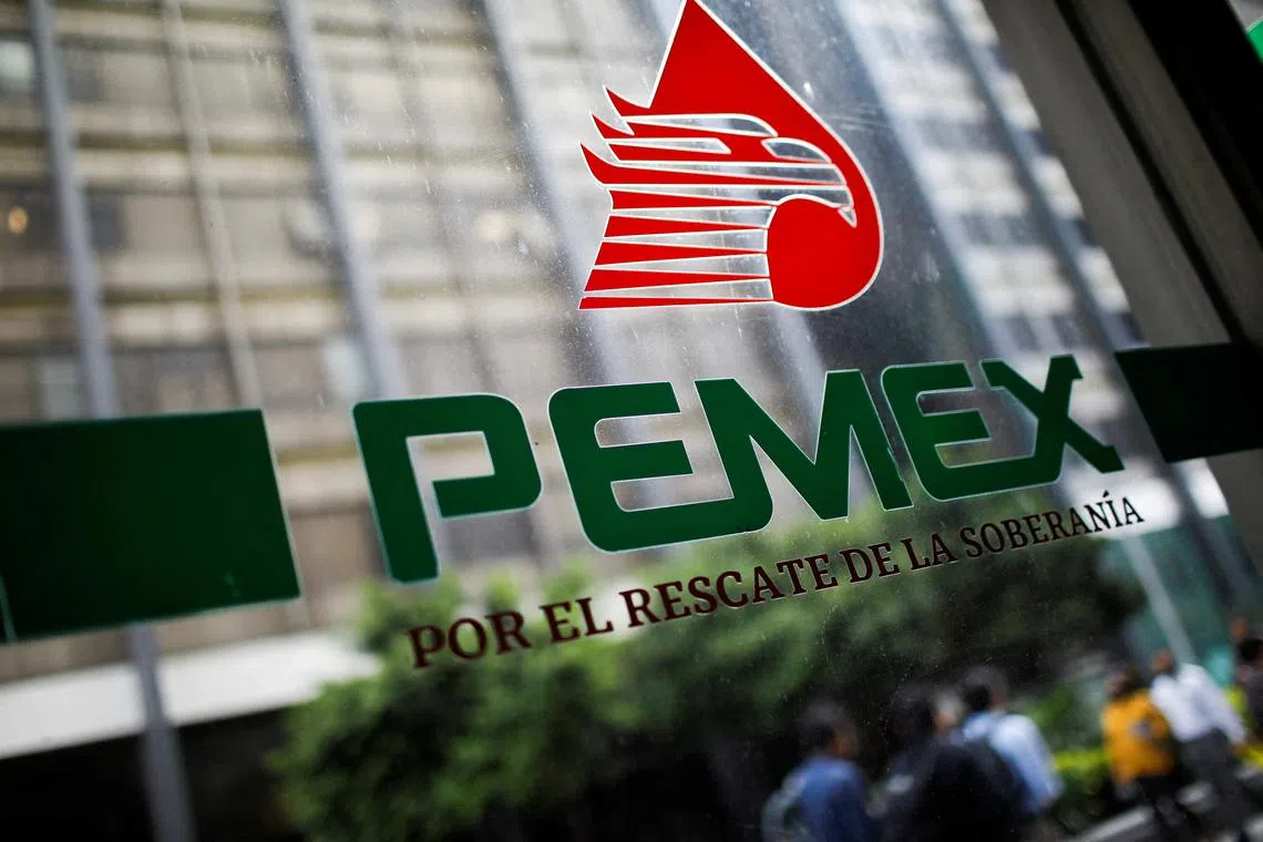 FILE PHOTO: The logo of Petroleos Mexicanos (Pemex) is pictured at the company's headquarters in Mexico City, Mexico July 26, 2023. REUTERS/Raquel Cunha/File Photo