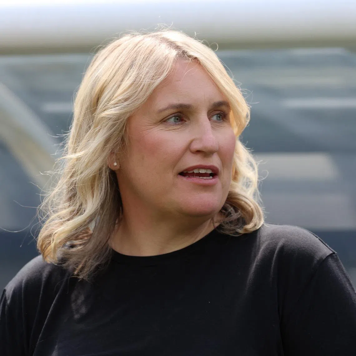 Apr 5, 2025; Inglewood, California, USA; United States of America head coach Emma Hayes against Brazil at SoFi Stadium. Bailey Holiver-Imagn Images