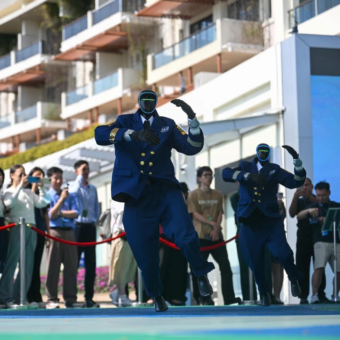 Humanoid robots performing a dance at the Boao Forum For Asia held in Hainan on Mar 25, 2026.