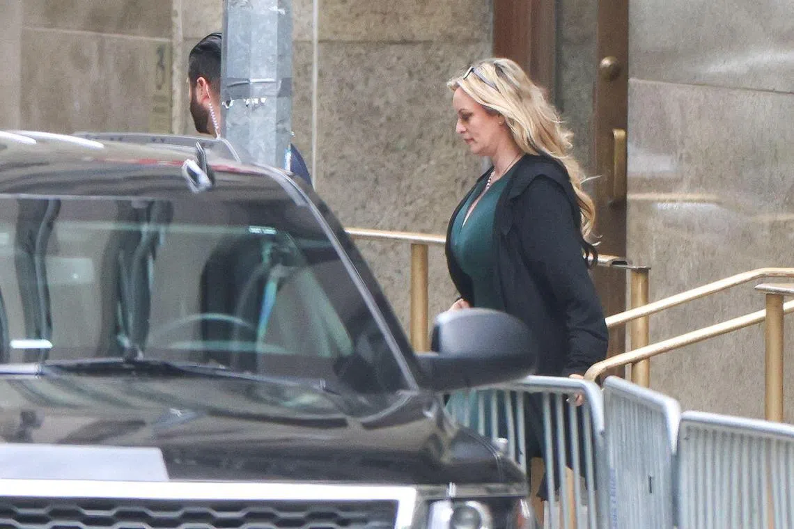 Stormy Daniels leaves the Manhattan Criminal Court after testifying at the trial of former US president Donald Trump.