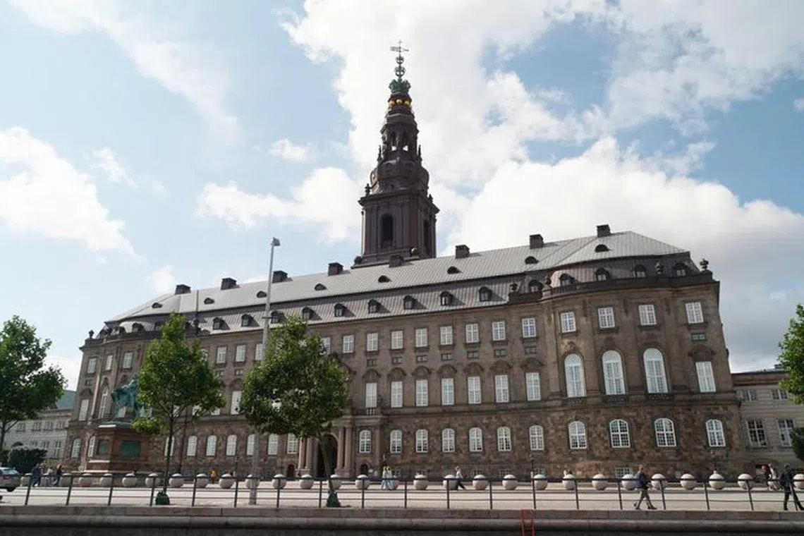 A view of the exterior of Christiansborg Palace, which houses the Danish parliament, in Copenhagen, Denmark, September 1, 2023. REUTERS/ Johannes Birkebaek