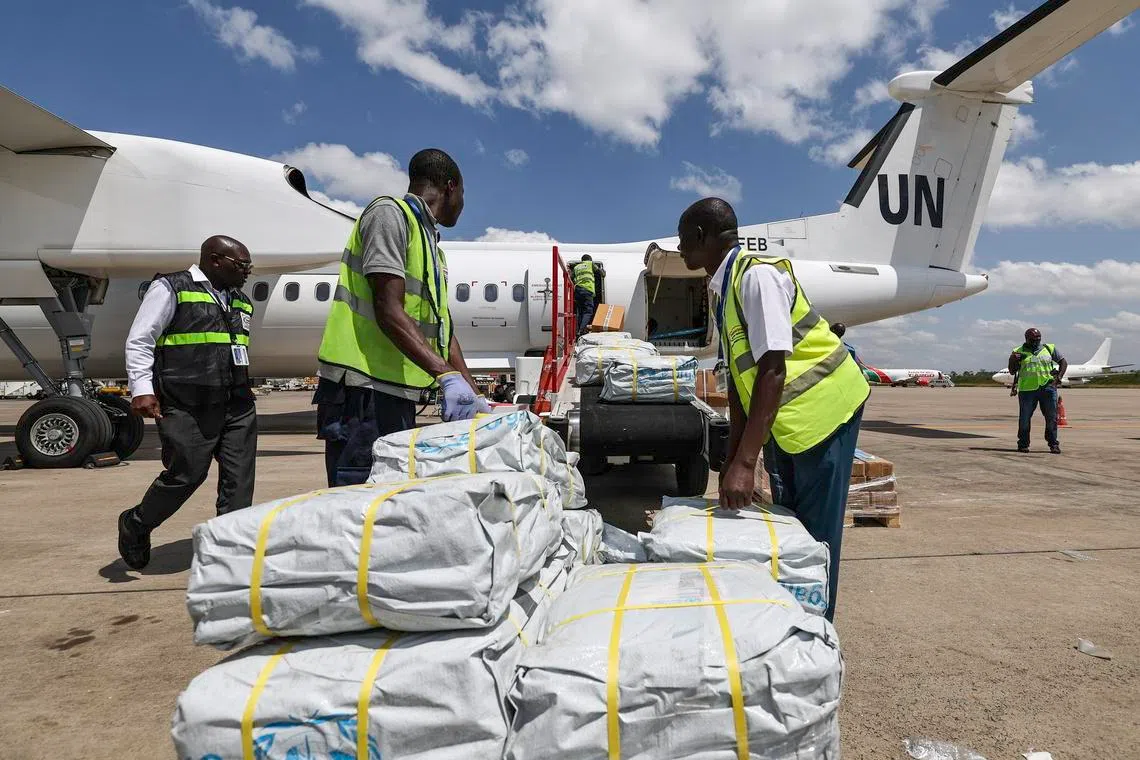 Medical supplies are loaded onto a plane in Kenya bound for the Democratic Republic of Congo. 