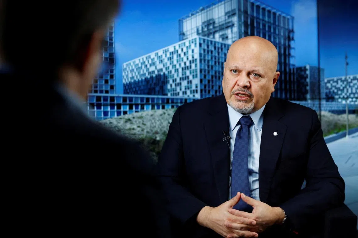 International Criminal Court (ICC) Prosecutor Karim Khan talks during an interview with Reuters in The Hague, Netherlands January 16, 2025. REUTERS/Piroschka van de Wouw