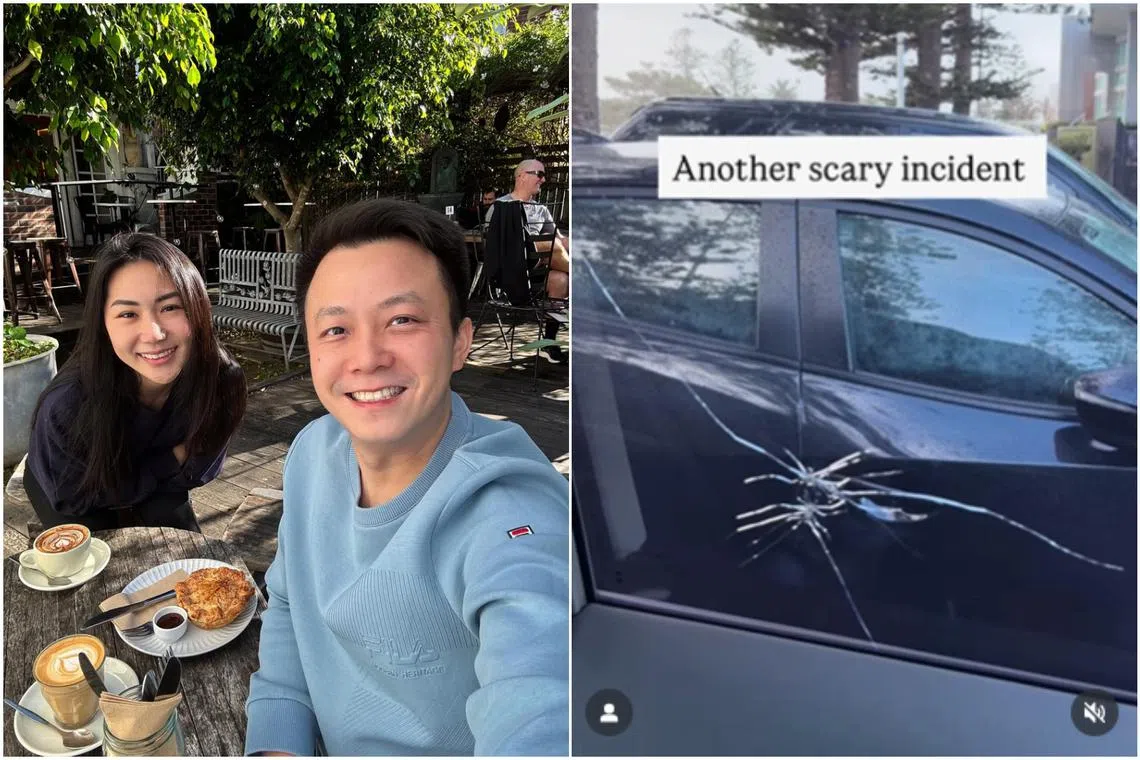 Ms Ethel Neo was with her husband Peter Lau to get some groceries in Sydney when their car window was smashed. 