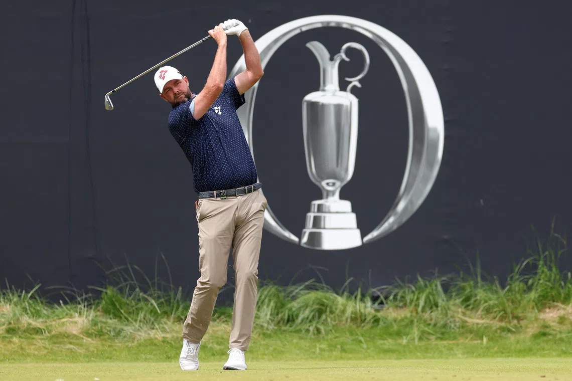 Golf - The 153rd Open Championship - Royal Portrush Golf Club, Portrush, Northern Ireland, Britain - July 19, 2025 Australia's Marc Leishman hits his tee shot on the 1st hole during the third round REUTERS/Russell Cheyne