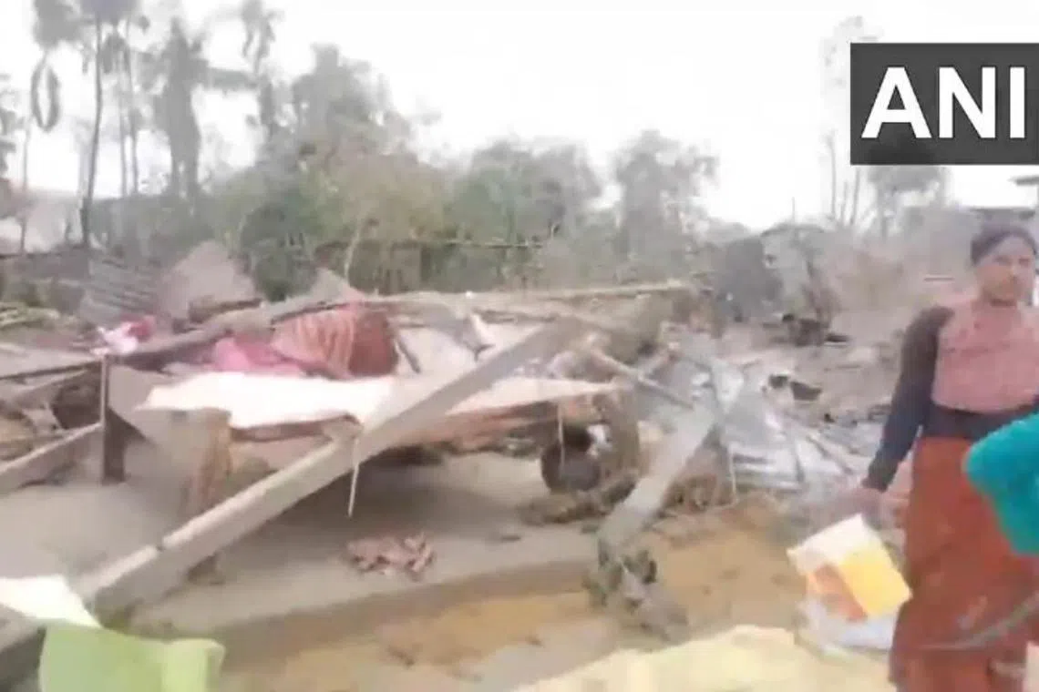 Videos by Indian news agency ANI showed damaged houses, uprooted trees, disrupted transport and electricity.