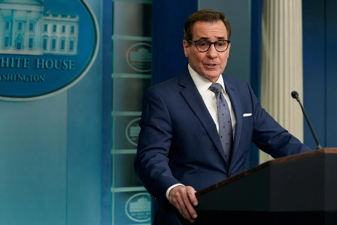FILE PHOTO: U.S. national security spokesperson John Kirby speaks during a press briefing at the White House in Washington, U.S., March 1, 2024. REUTERS/Elizabeth Frantz/File Photo