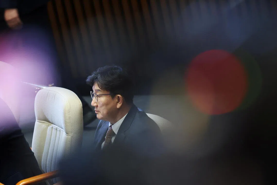 Kweon Seong-dong was sentenced to two years in prison by a Lower Court for accepting 100 million won (S$86,434) in illegal political funds in exchange for helping the Unification Church.